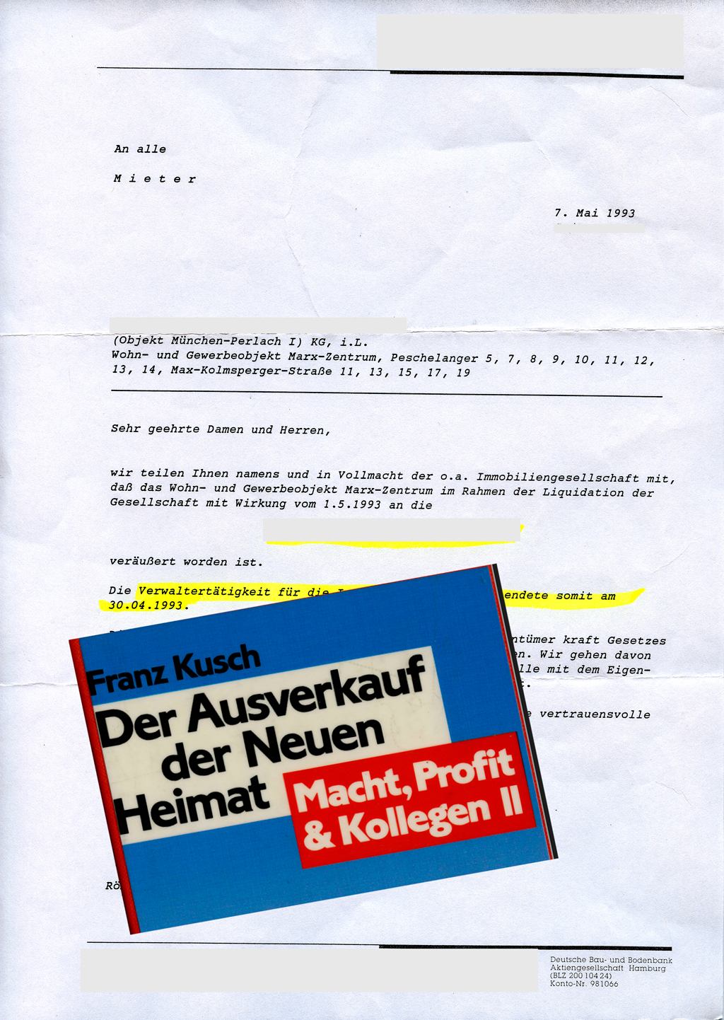 neue Heimat der Verkauf des Marx-Zentrums